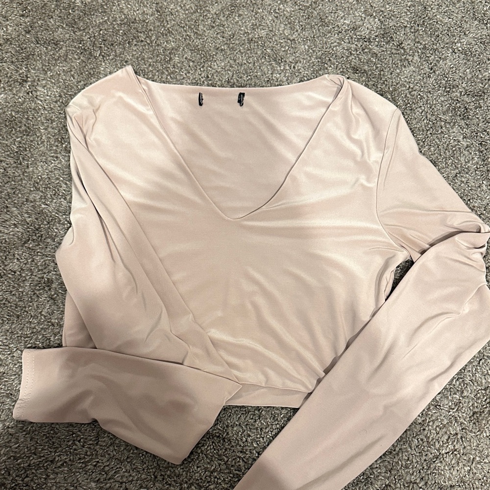 Garage Light Pink Long Sleeve V-Neck Tee